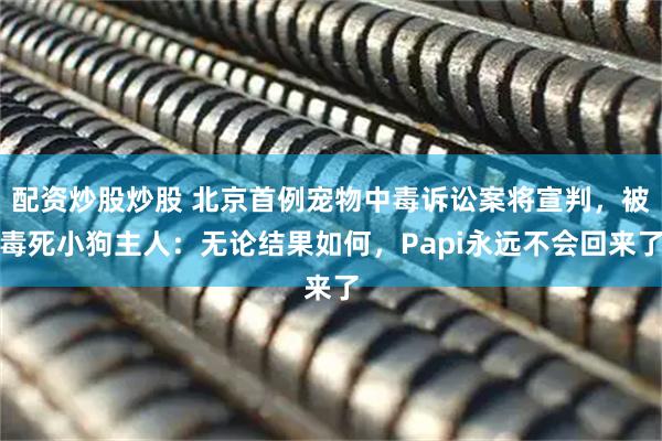 配资炒股炒股 北京首例宠物中毒诉讼案将宣判,被毒死小狗主人:无论结果如何,Papi永远不会回来了